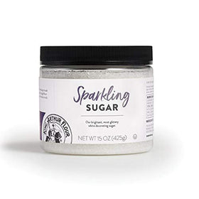 King Arthur White Sparkling Sugar jar closeup for elegant cookie decoration.