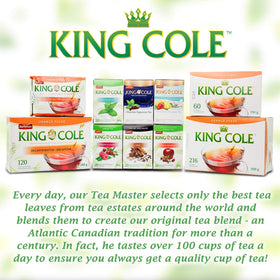 King Cole tea bags for morning brew in a hot mug