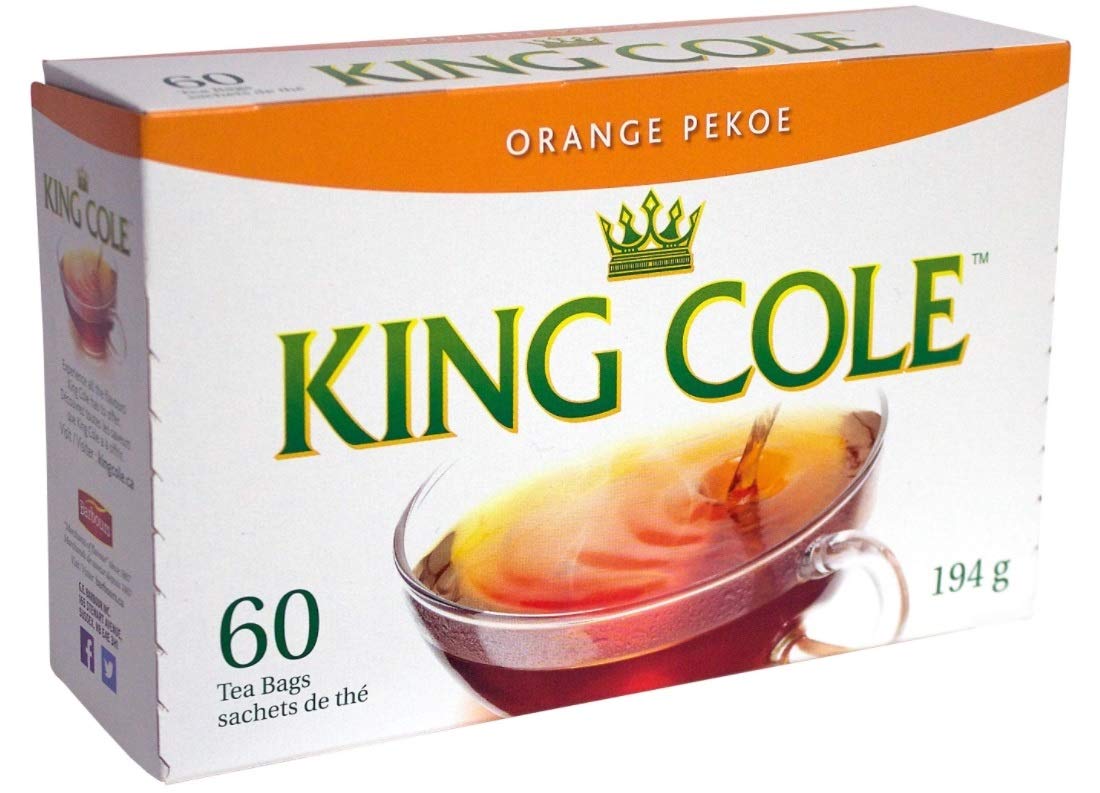 King Cole Orange Pekoe tea bags in a 60-count box for quick, flavorful daily brews
