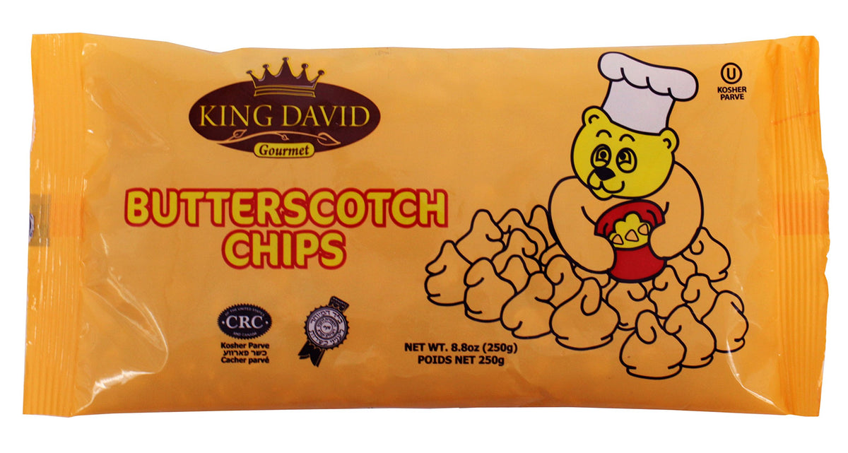 King David vegan butterscotch chips kosher certification seal visible for trusted recipes