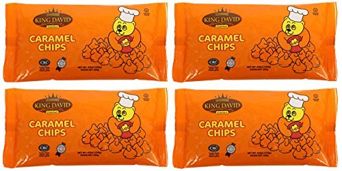 King David vegan caramel chips kosher-certified label shown, indicating dietary compliance.