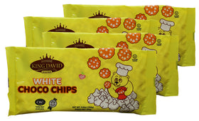 King David vegan white chocolate chips pack shot, kosher certified and lactose-free for desserts