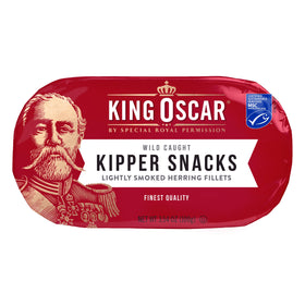 King Oscar lightly smoked herring fillets plated for premium flavor.