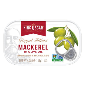 King Oscar mackerel skinless boneless cut highlighting easy texture for quick meals.