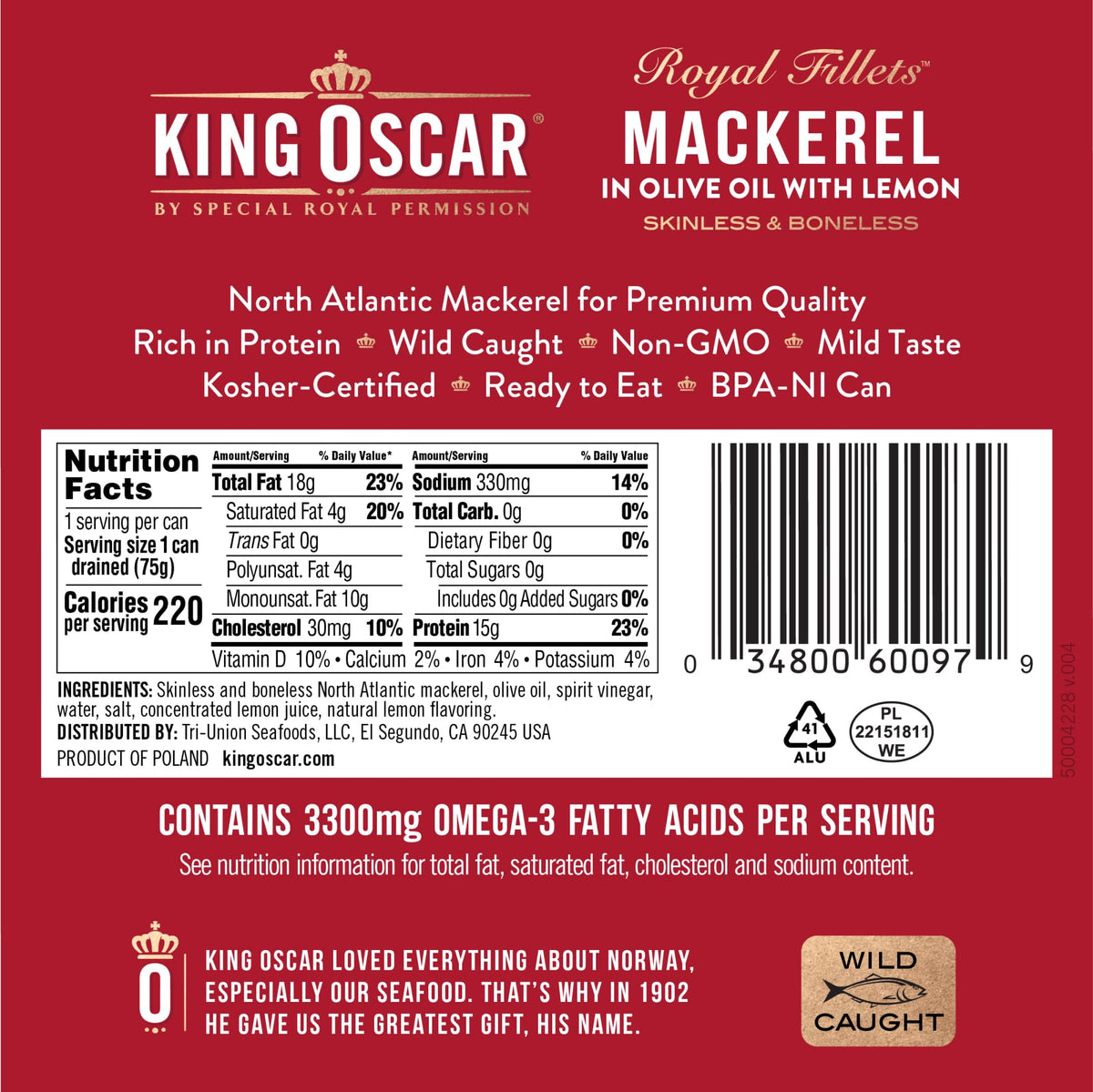 King Oscar mackerel skinless boneless cut signals easy preparation