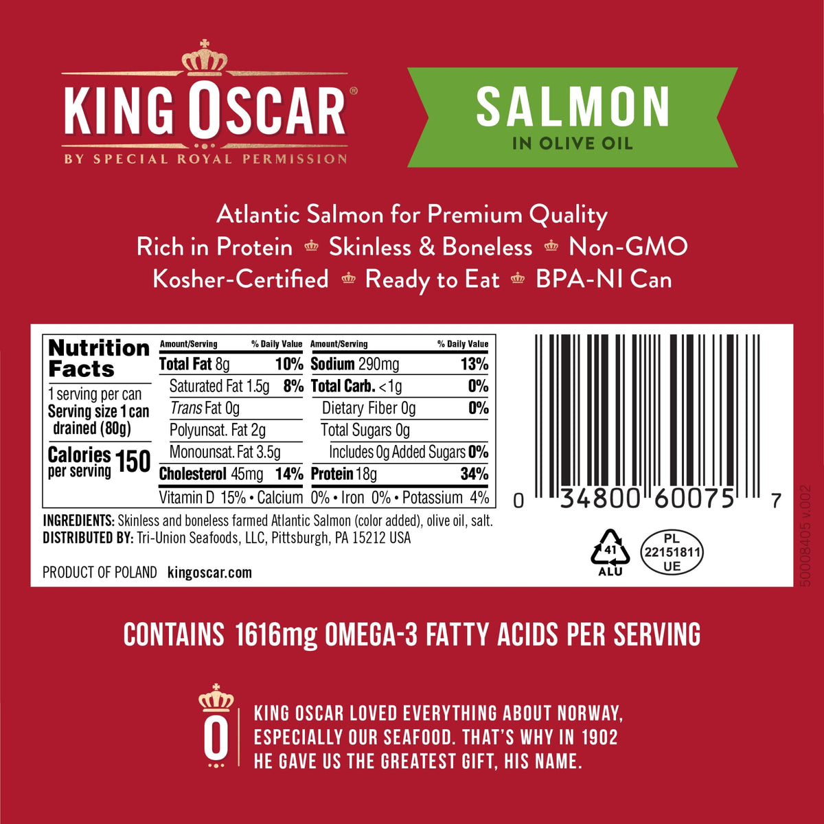 King Oscar salmon olive oil can open pour demonstrates convenient on-the-go option