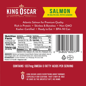 King Oscar salmon served with pasta, showcasing versatile dinner idea.
