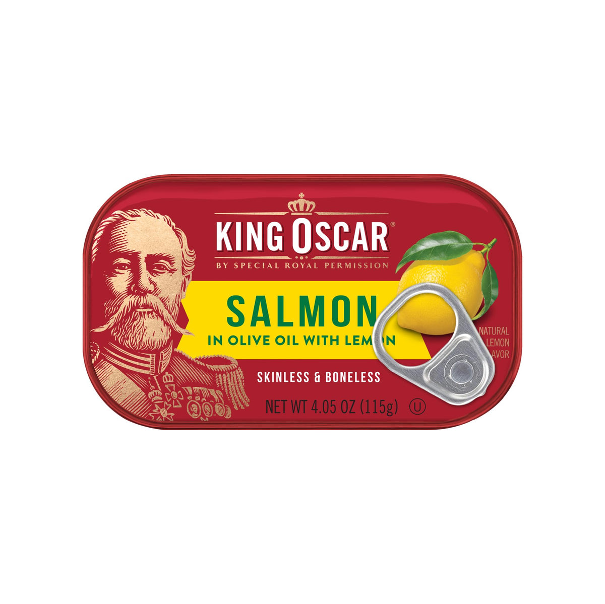 King Oscar skinless boneless salmon close-up, perfect for quick meals.