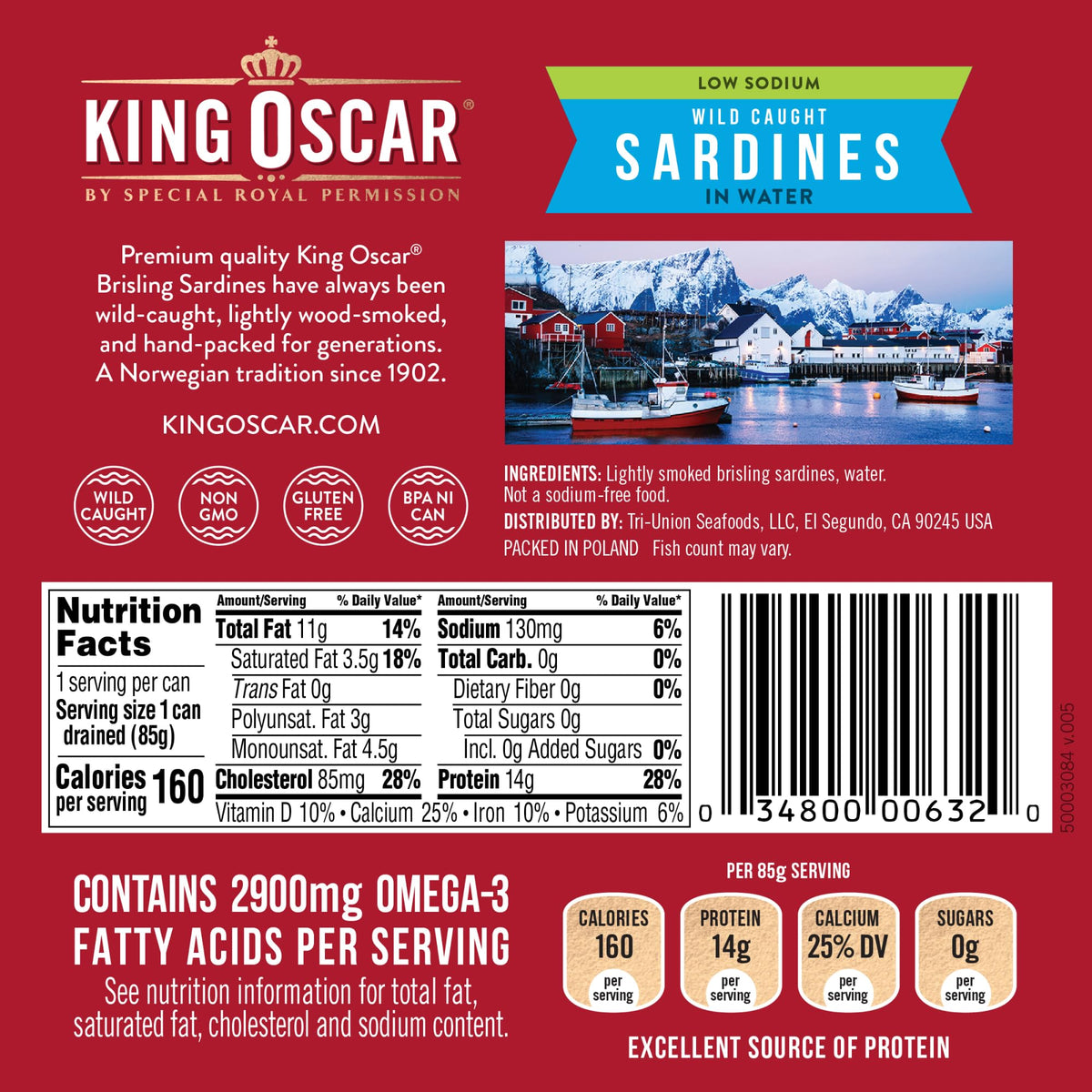 King Oscar wood-smoked brisling sardines close-up capturing smoky aroma.