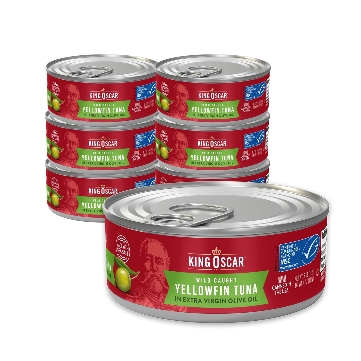 King Oscar yellowfin tuna in olive oil can ready-to-eat protein.