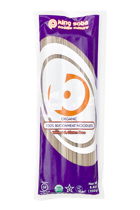 King Soba 3-pack label shows organic, kosher, vegan certifications.