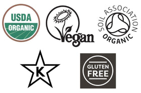 Packaging highlights vegan and kosher standards for mindful shoppers.