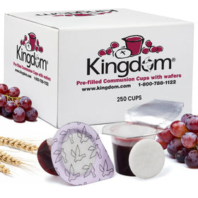 Kingdom Prefilled Communion Cups with Wafers close-up, convenient single-serving ritual accessory.