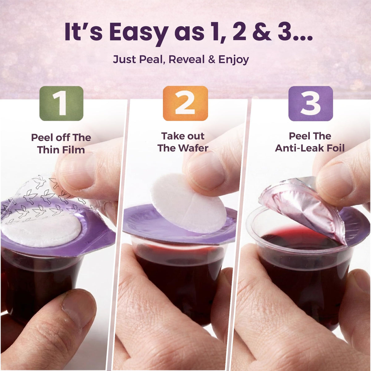 Kingdom Prefilled Communion Cups with Wafers, single-serving containers for outdoor ceremonies.