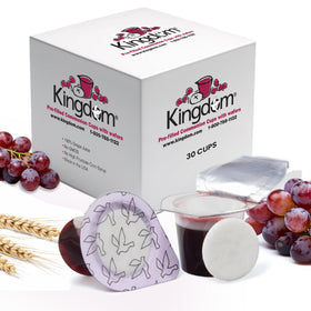 Kingdom prefilled communion cups with wafers 30-count packshot, convenient all-in-one setup for ceremonies