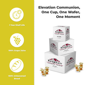Kingdom single-serving cups ready to distribute during services