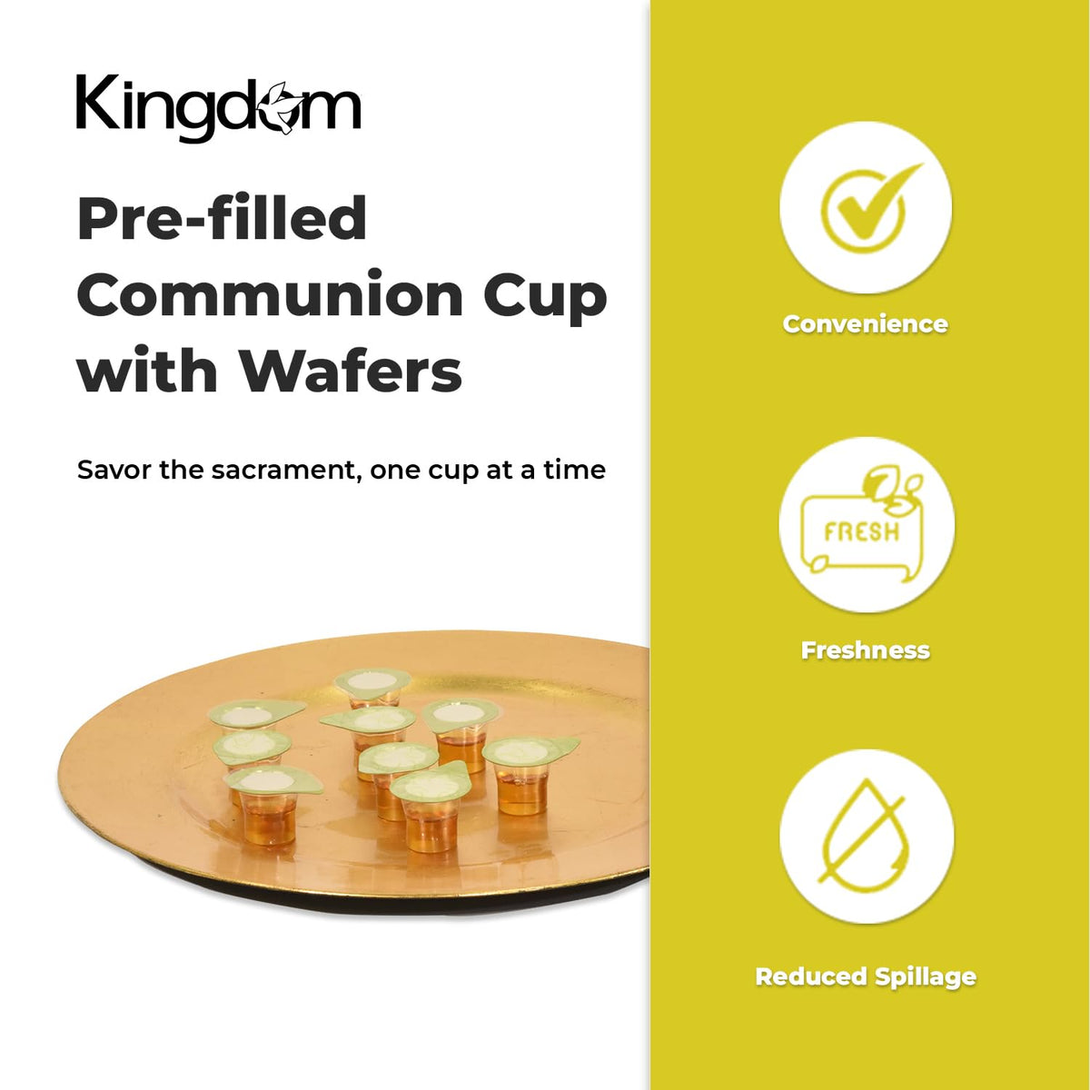 Kingdom white grape juice with wafer cups in a single-serving unit