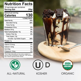 King's Cupboard hot fudge sauce drizzled over vanilla ice cream