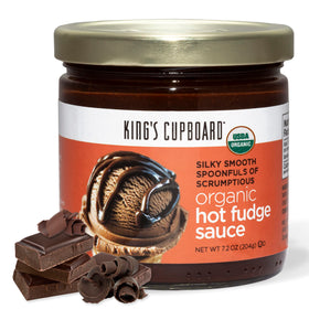 King's Cupboard Organic Hot Fudge Sauce jar ready to top desserts