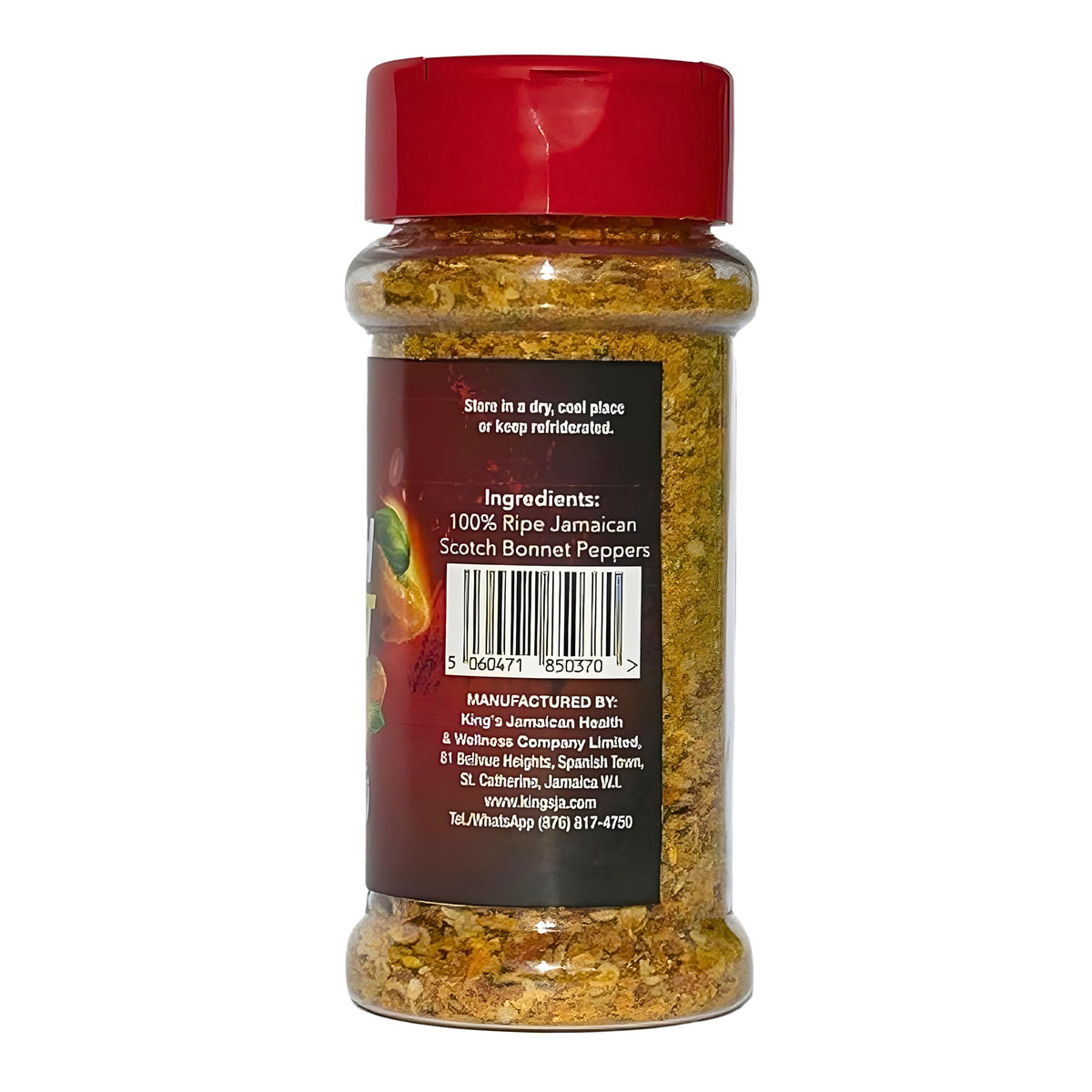 King’s Jamaican Scotch Bonnet flakes in a rustic setup ideal for dry rubs and marinades.