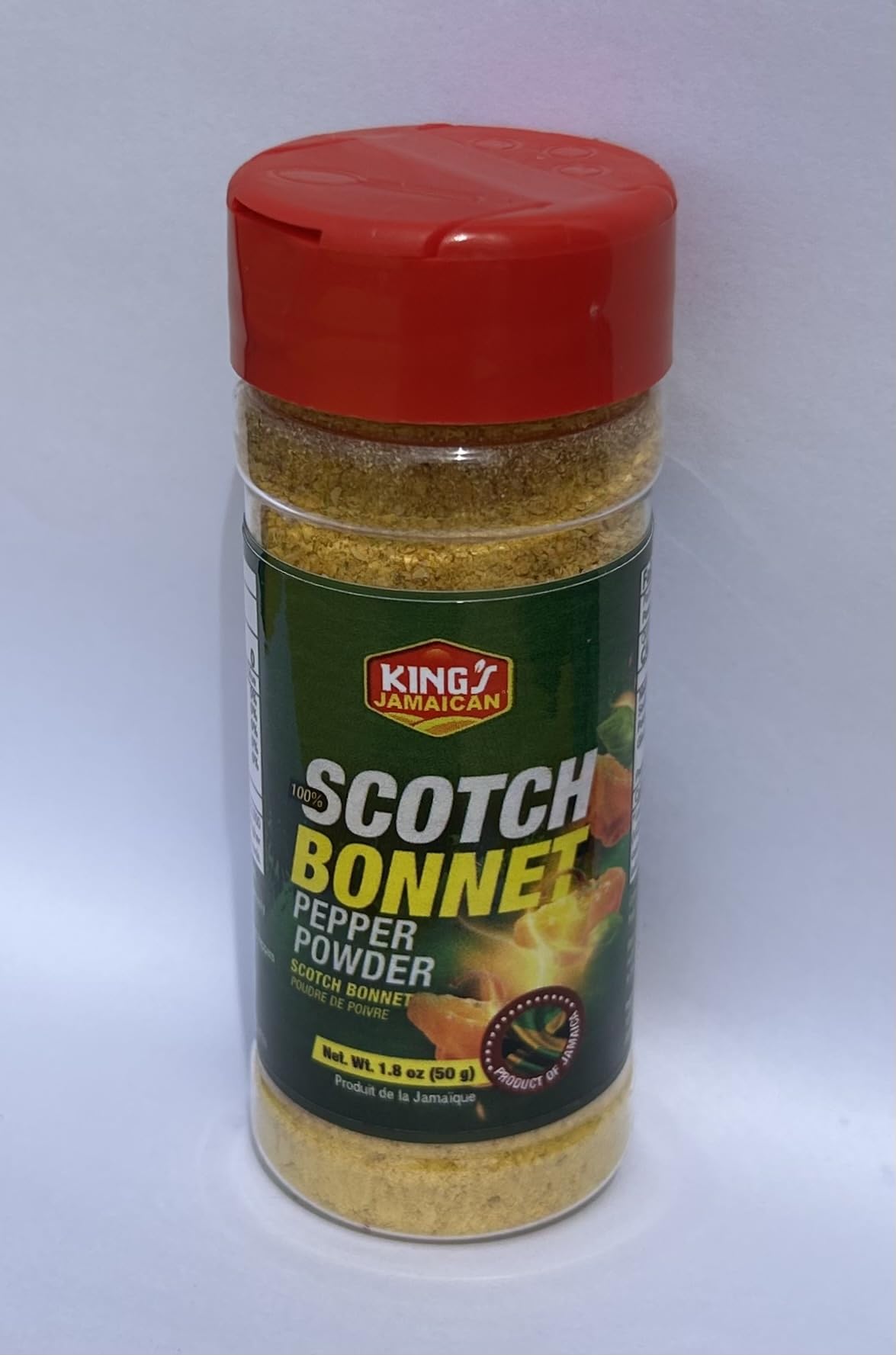 King’s Jamaican Scotch Bonnet Powder bottle showing bold island heat for cooking