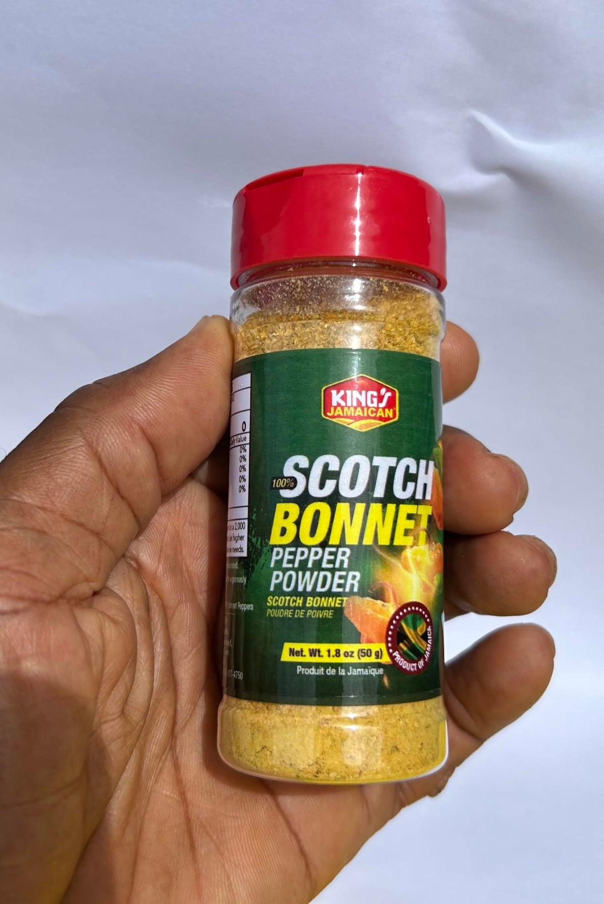 King’s Jamaican Scotch Bonnet Powder on a spice dish ready for seasoning