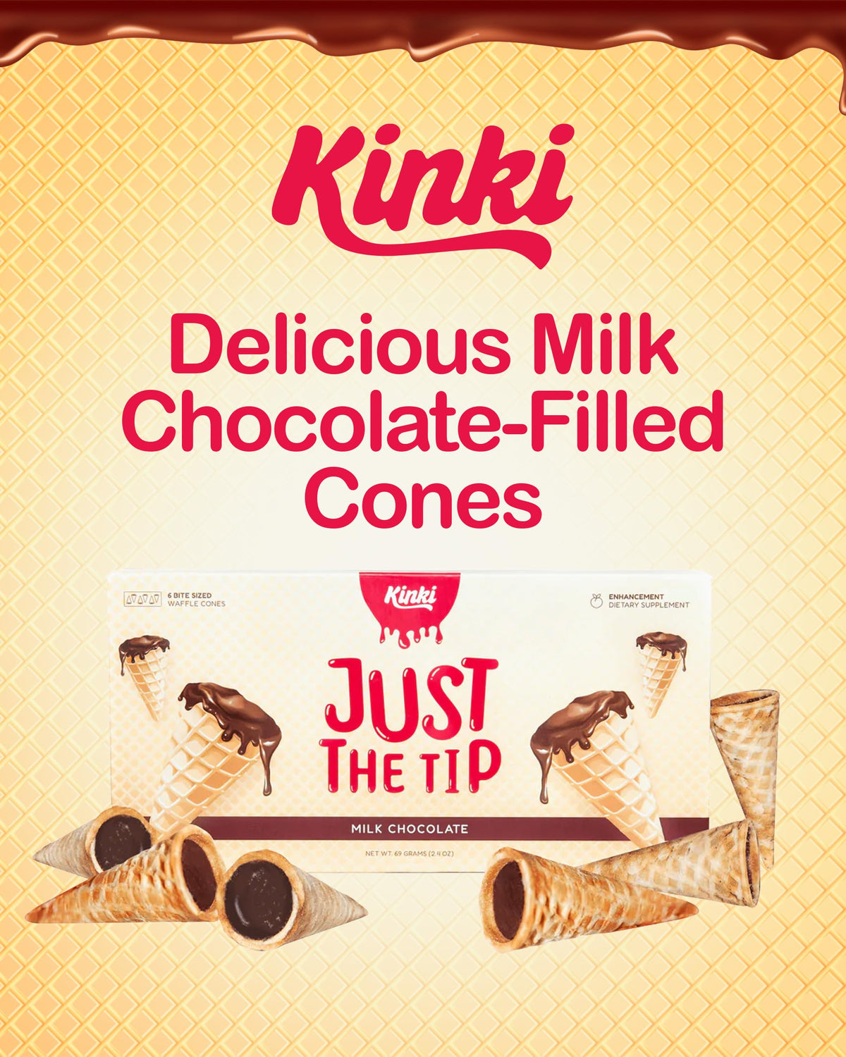 Kinki Just the Tip cone romance chocolates – convenient setup for pre-intimacy ritual and mood enhancement.