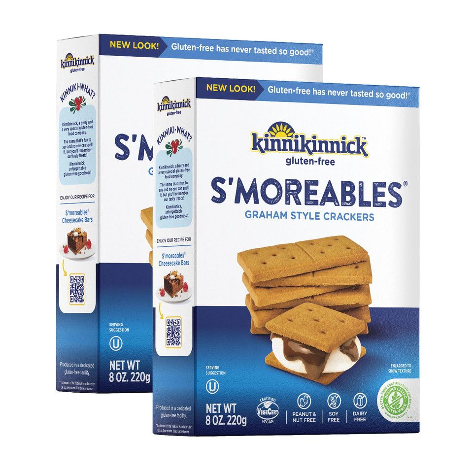 Kinnikinnick S'moreables crackers packaging on shelf, gluten free option