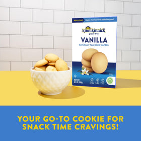 Kinnikinnick Vanilla Wafers kosher seal signals suitability for kosher-friendly desserts.