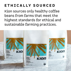 Three-pack display emphasizes value and consistent freshness for Kion coffee.
