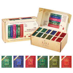 Kiri & Sons Book Lovers Tea Collection box shown on a cozy reading nook, gifting vibe.
