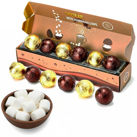 Kiri & Sons hot chocolate bombs packaging shows a six-pack ideal for gifting