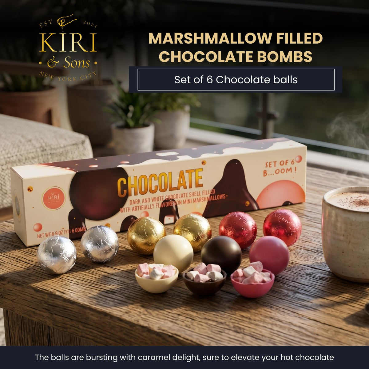 Kiri & Sons strawberry-flavored white chocolate bomb adds fruity twist to cocoa.