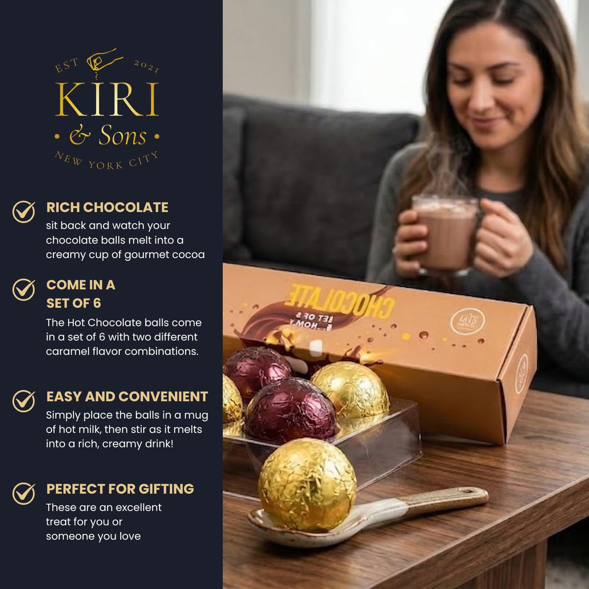 Kiri & Sons two-flavor collection features caramel and fudge brownie bombs