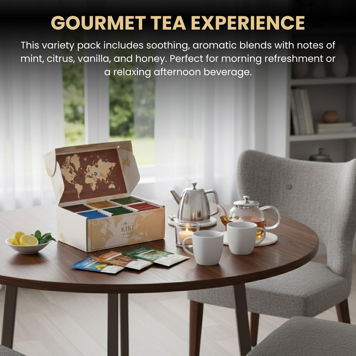 Kiri & Sons Individually Wrapped Tea Bags preserve freshness for travel, office, and pantry.