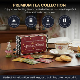 Kiri and Sons Mad Hatter's Tea Party tea bag showcasing bold Earl Grey flavors.