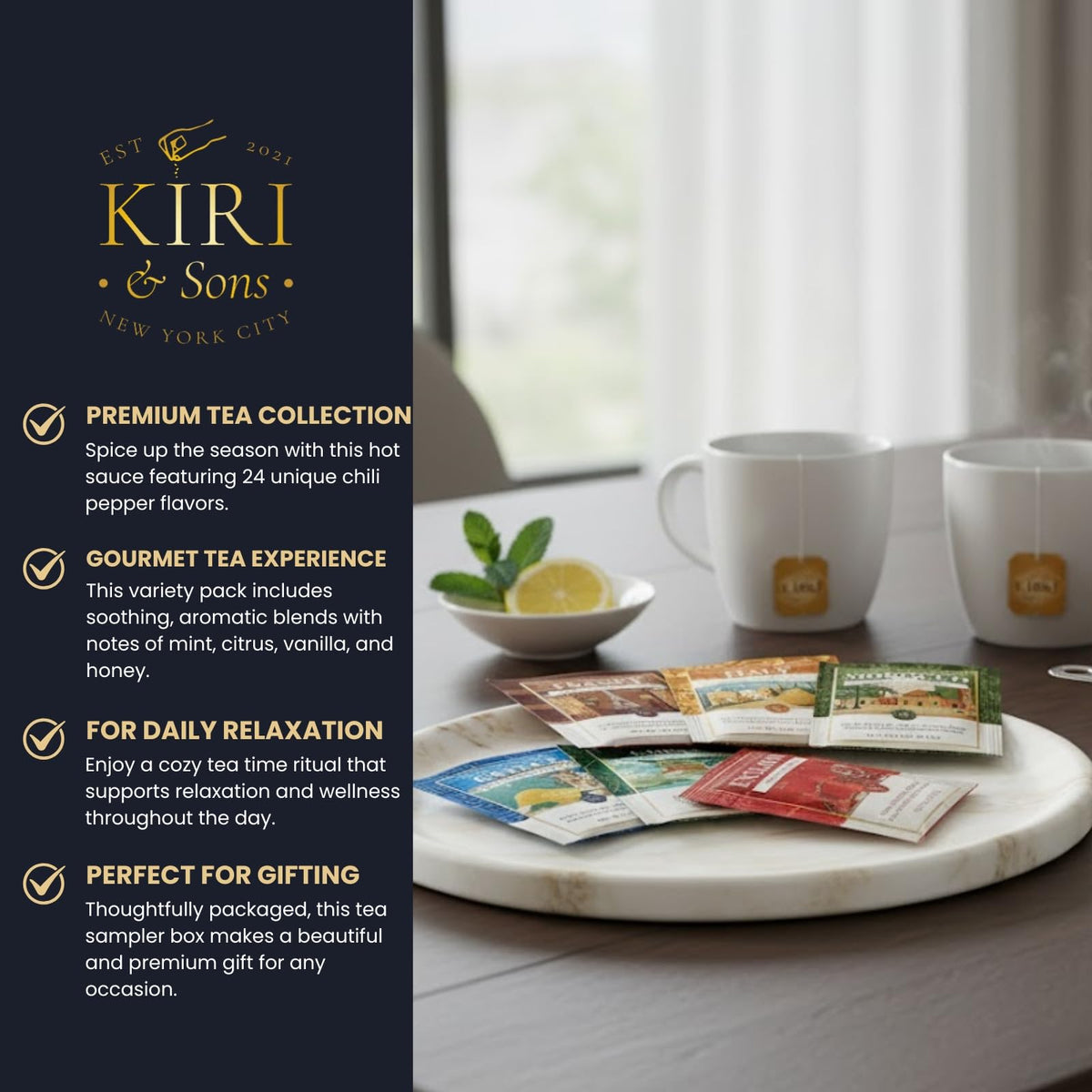 Kiri & Sons Soothing Aromatic Blends feature mint, citrus, vanilla, and honey notes.