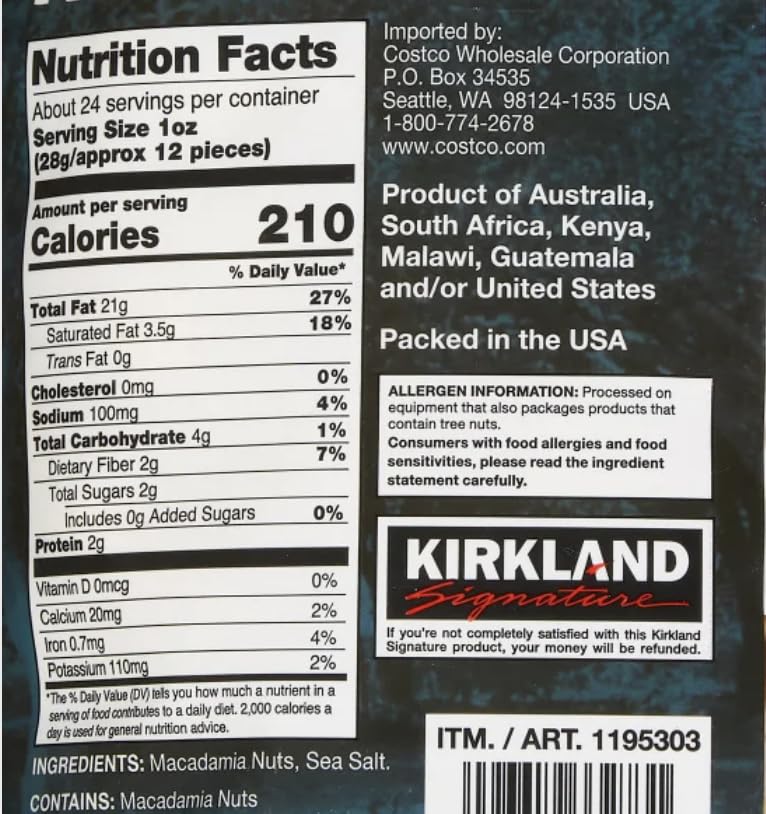 Kirkland Signature macadamia nuts close-up texture, showcasing creamy interior for a premium snack.