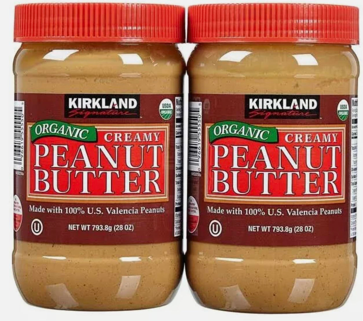 Kirkland Organic Peanut Butter jar open, spread-ready