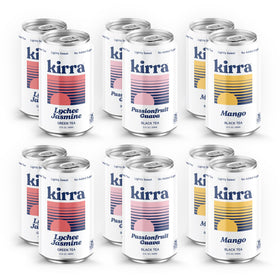 Kirra Organic Iced Tea mango black tea can, refreshing tropical flavor.