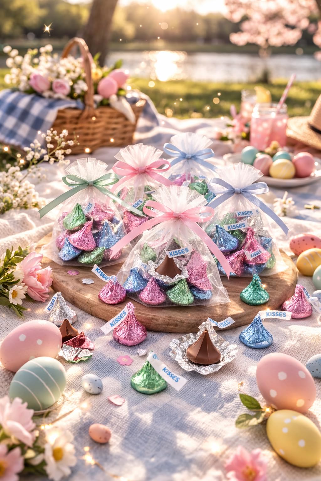 Kisess milk chocolate blue foil chocolates for spring celebrations and office treats.