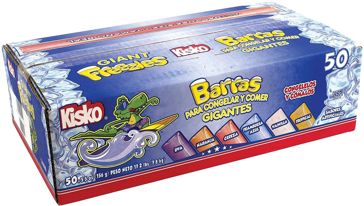 Kisko Giant Freezies 50-count box front view for easy cooling and sharing