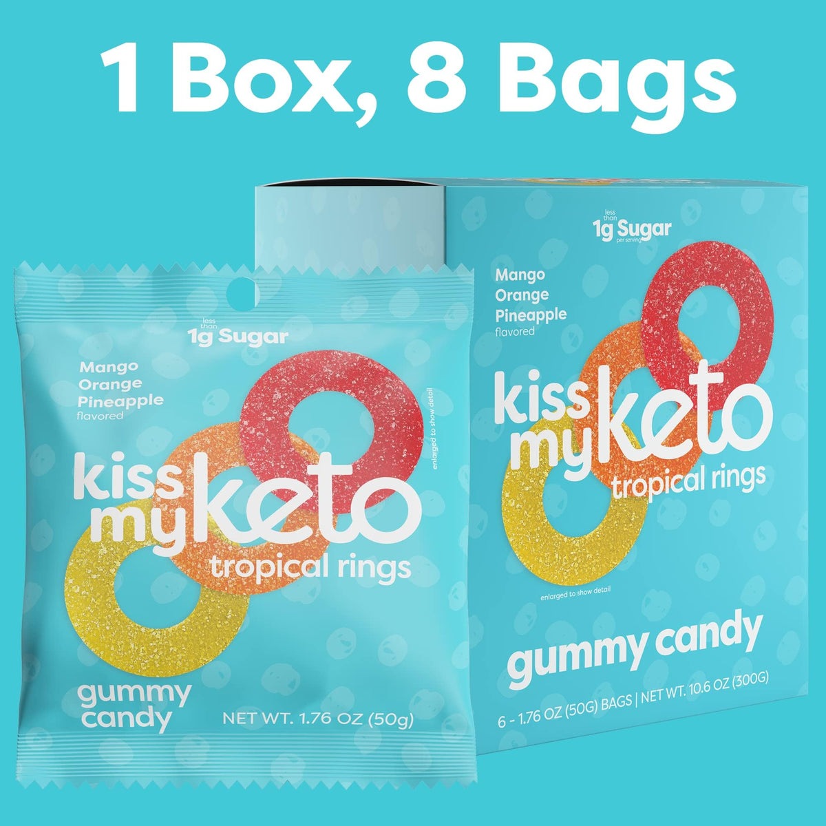 Kiss My Keto Gummies Ring net carb closeup: supports keto meal planning