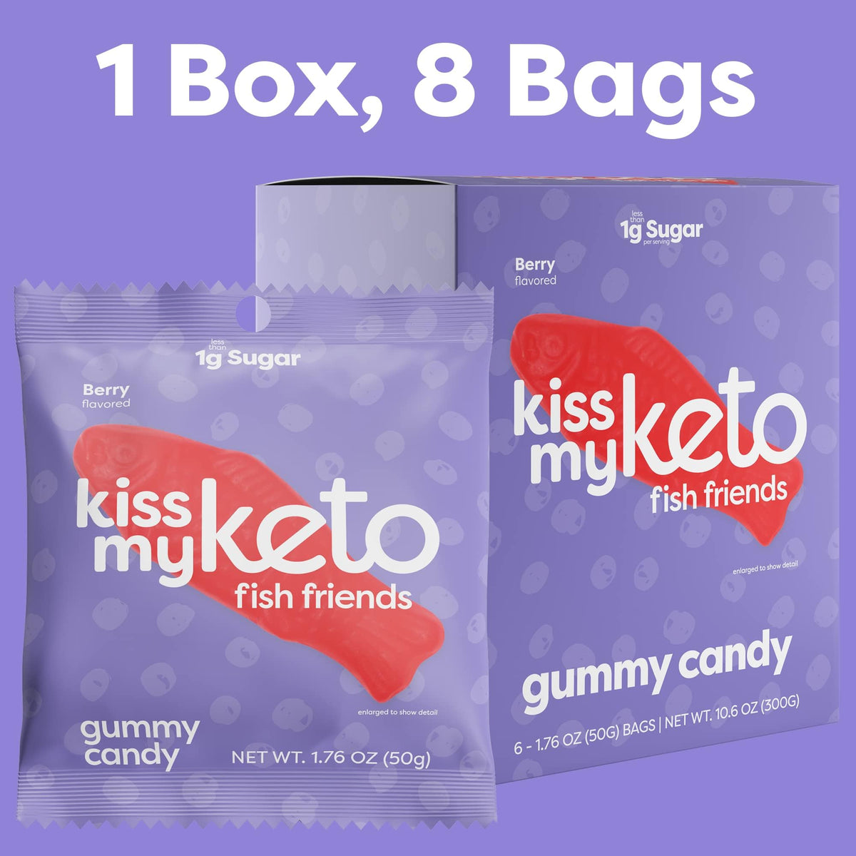 Kiss My Keto gummy fish travel-friendly packaging
