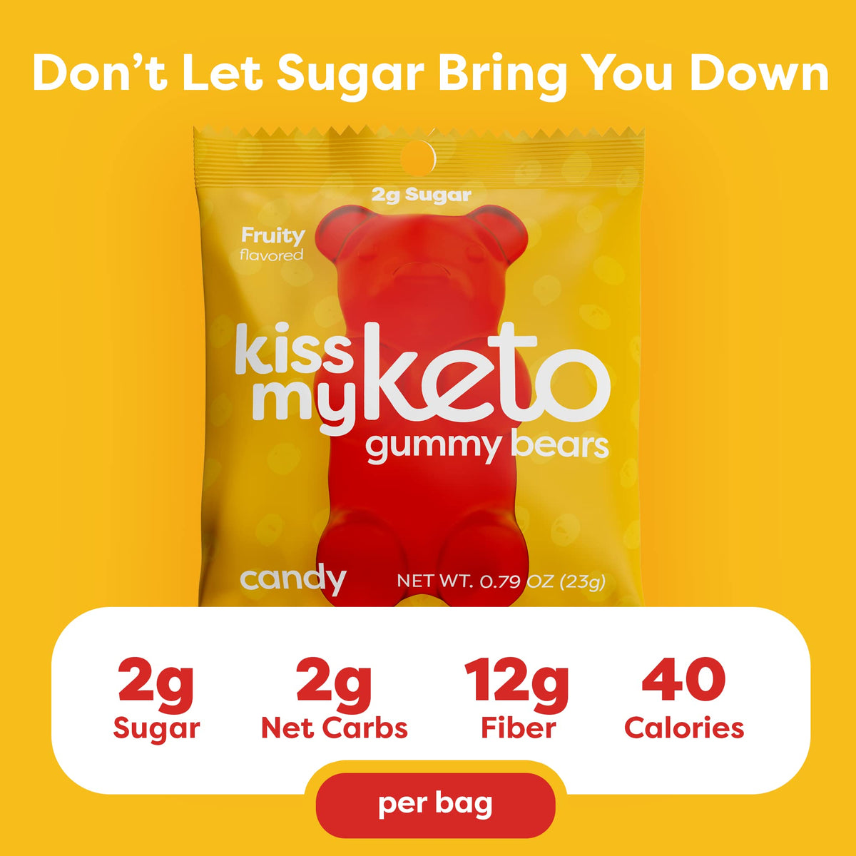 Kiss My Keto gummy bears apple flavor, fruity keto-friendly snack
