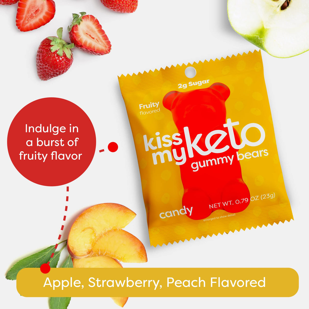 Kiss My Keto gummy bears strawberry flavor for a refreshing fruity bite