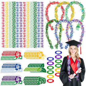 Kisston candy lei tubes with colorful Hawaiian flowers for graduation accessories.