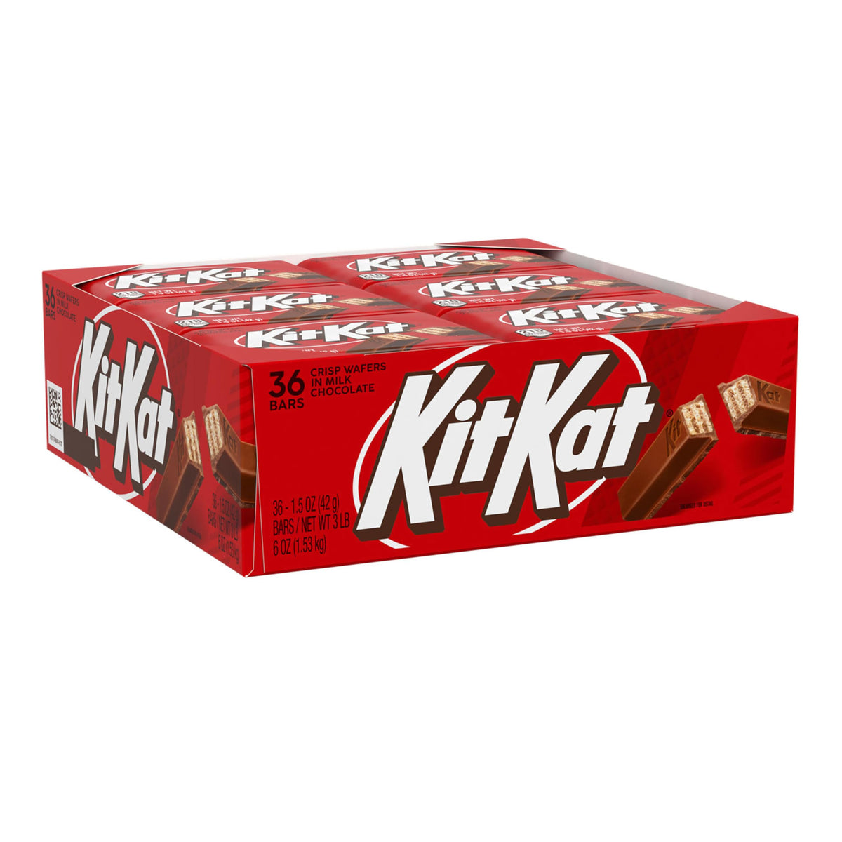 Close-up of KIT KAT crisp wafer and creamy milk chocolate texture.