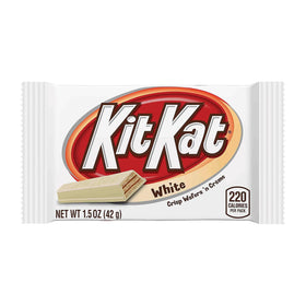 Close-up of a single Kit Kat White Creme Wafer Bar showing crispy layers and smooth filling.