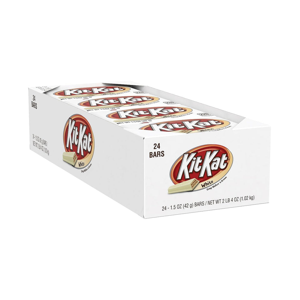 Kit Kat White Creme Wafer Bars bulk box ready for sharing at gatherings.